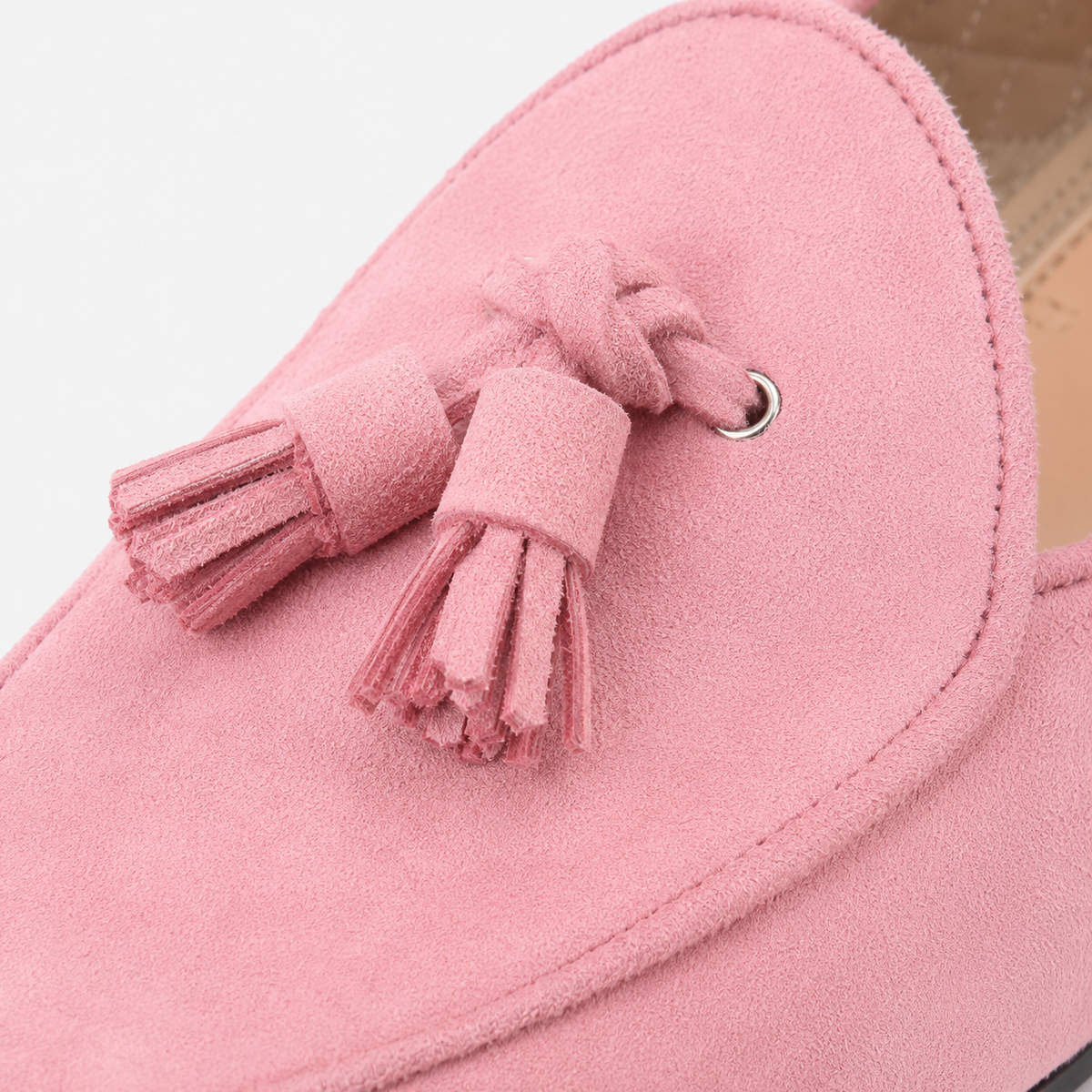 Womens Pink Suede Tassel Loafers – Casual Slip-On Smoking Shoes