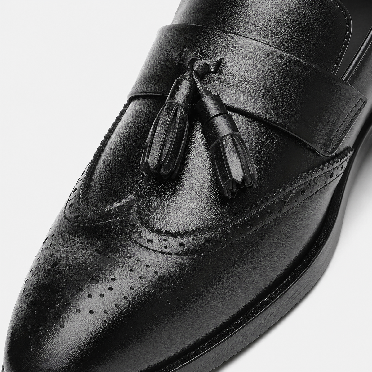 Mens Black Leather Tassel Brogue Loafers – High Quality Smart Wedding Casual Shoes