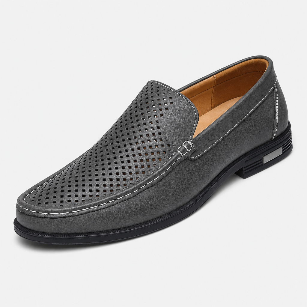Mens Black Genuine Leather Loafers – Formal Dress Slip-On Office Wedding Driving Shoes