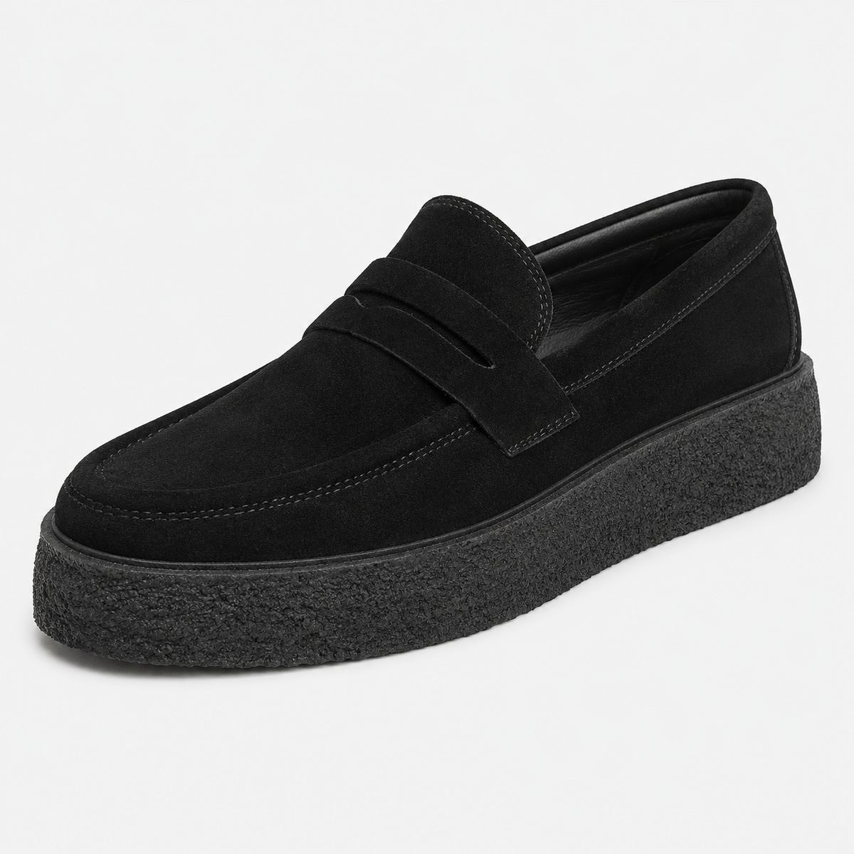Mens Black Platform Loafers – Lightweight Breathable Casual Slip-On Walking Shoes