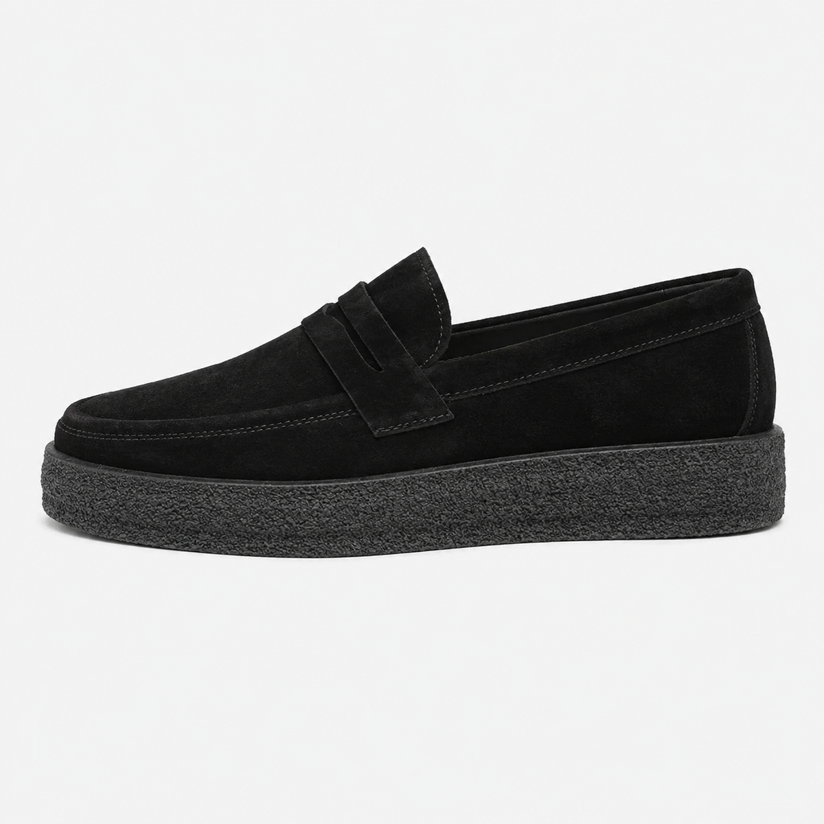 Mens Black Platform Loafers – Lightweight Breathable Casual Slip-On Walking Shoes