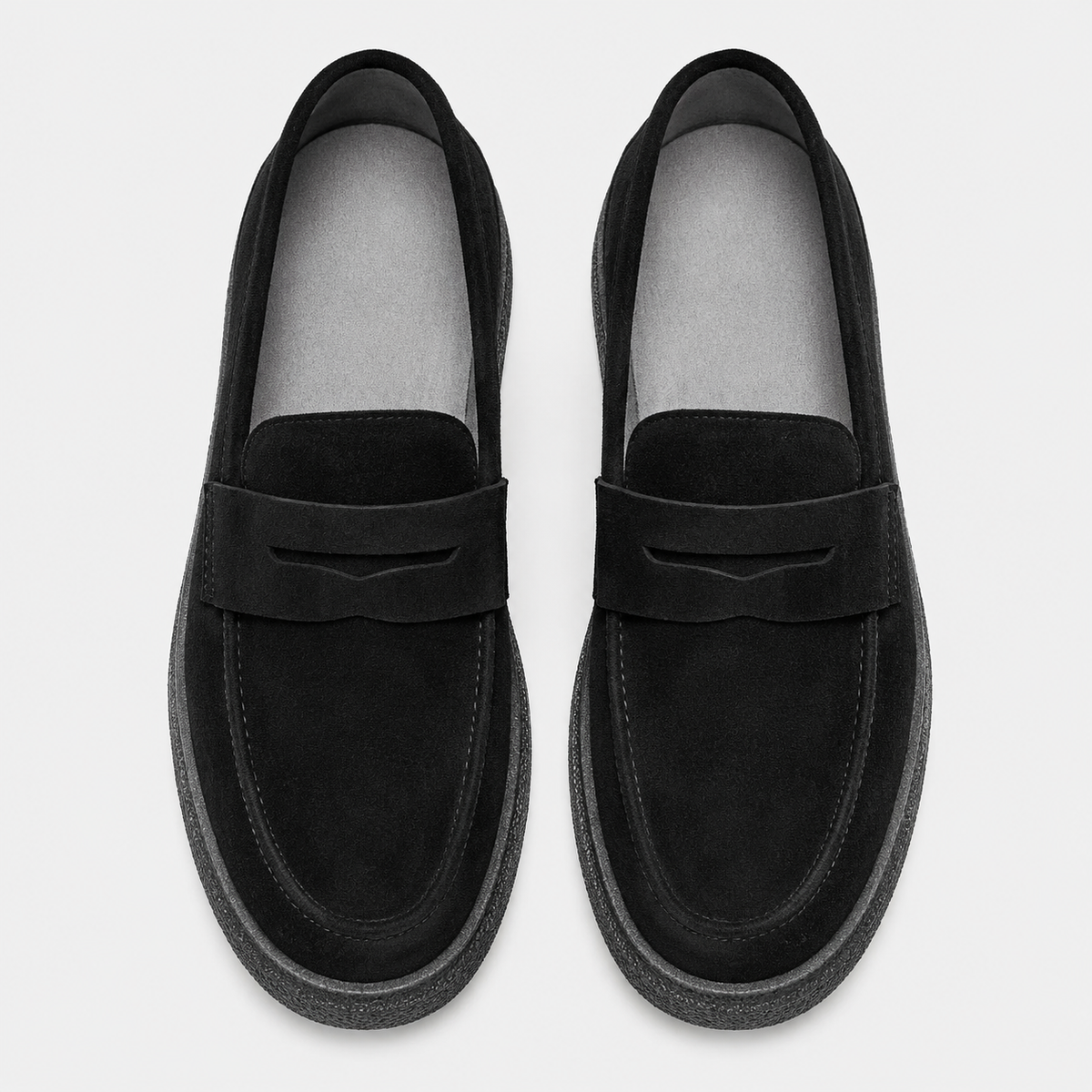 Mens Black Platform Loafers – Lightweight Breathable Casual Slip-On Walking Shoes