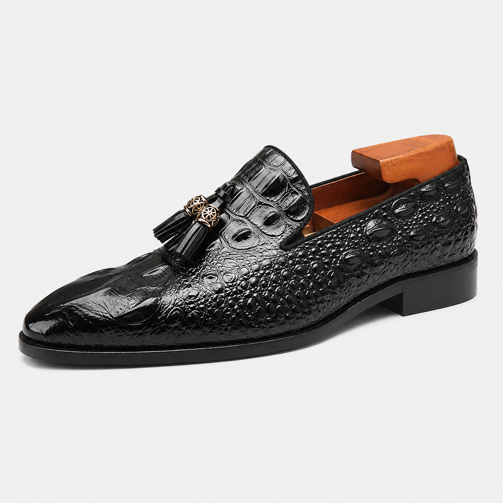 Mens Black Tassel Loafers – Luxury Leather Casual Wedding Office Dress Shoes