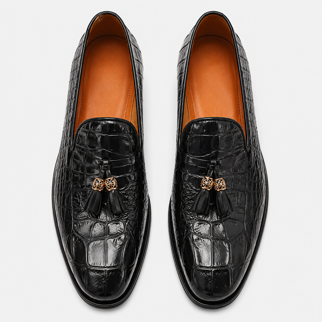Mens Black Tassel Loafers – Luxury Leather Casual Wedding Office Dress Shoes