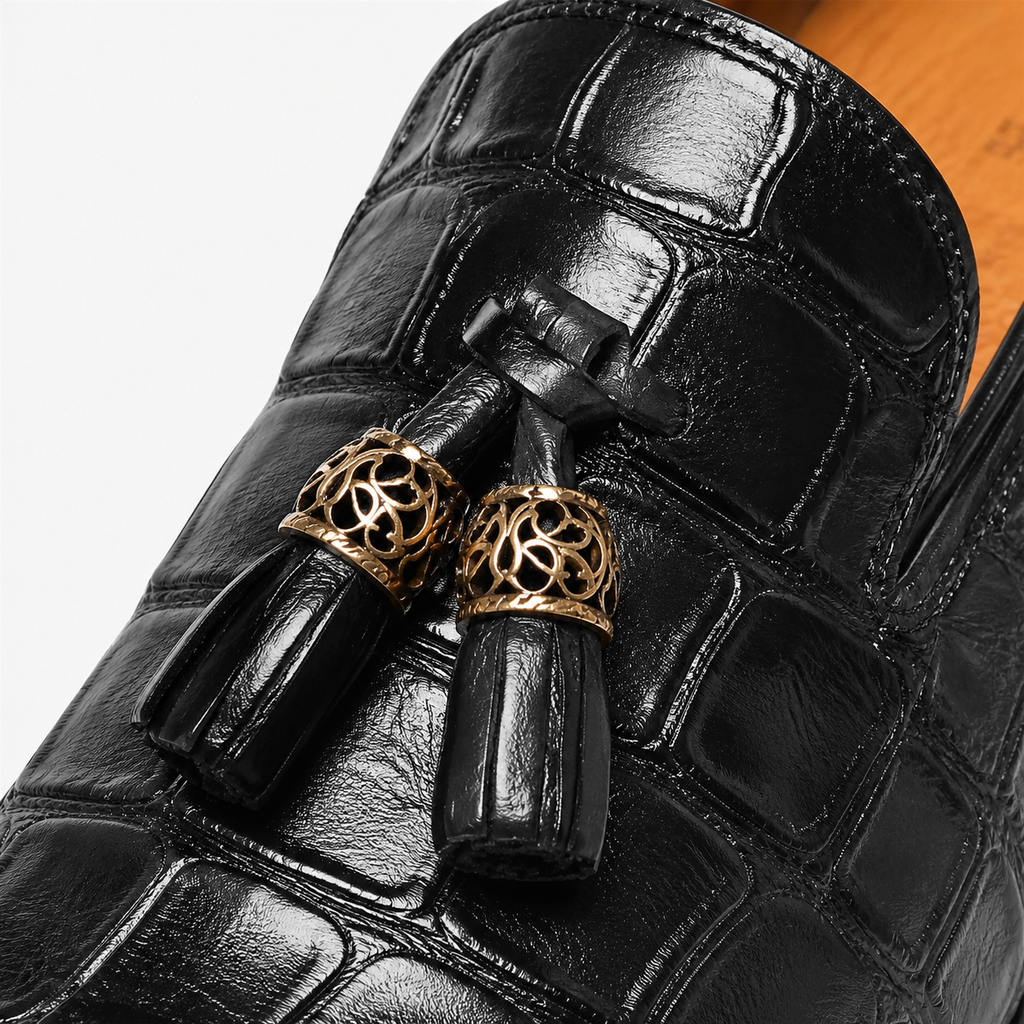 Mens Black Tassel Loafers – Luxury Leather Casual Wedding Office Dress Shoes