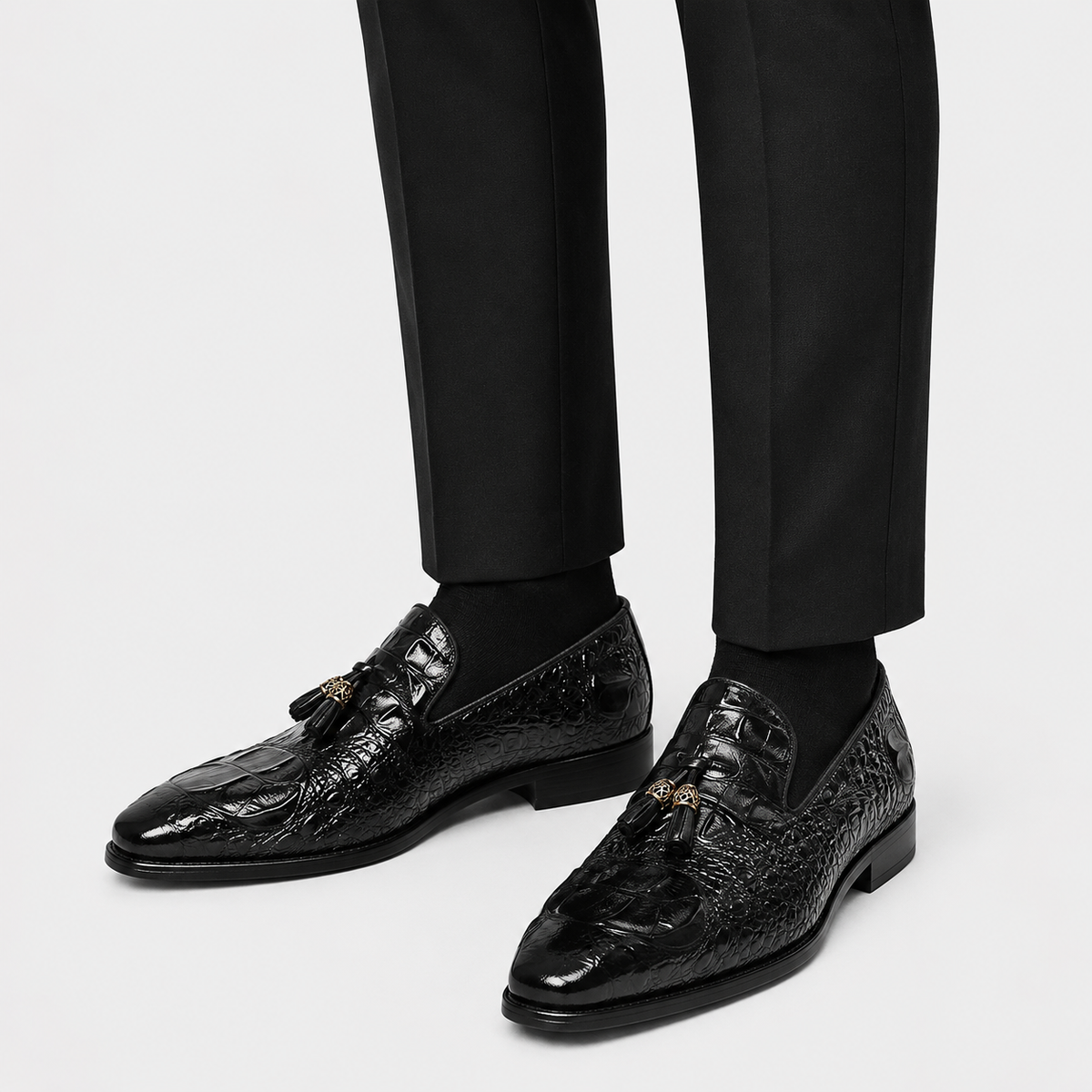 Mens Black Tassel Loafers – Luxury Leather Casual Wedding Office Dress Shoes
