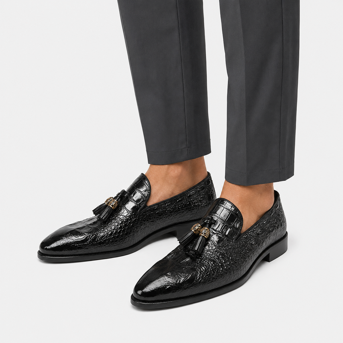 Mens Black Tassel Loafers – Luxury Leather Casual Wedding Office Dress Shoes