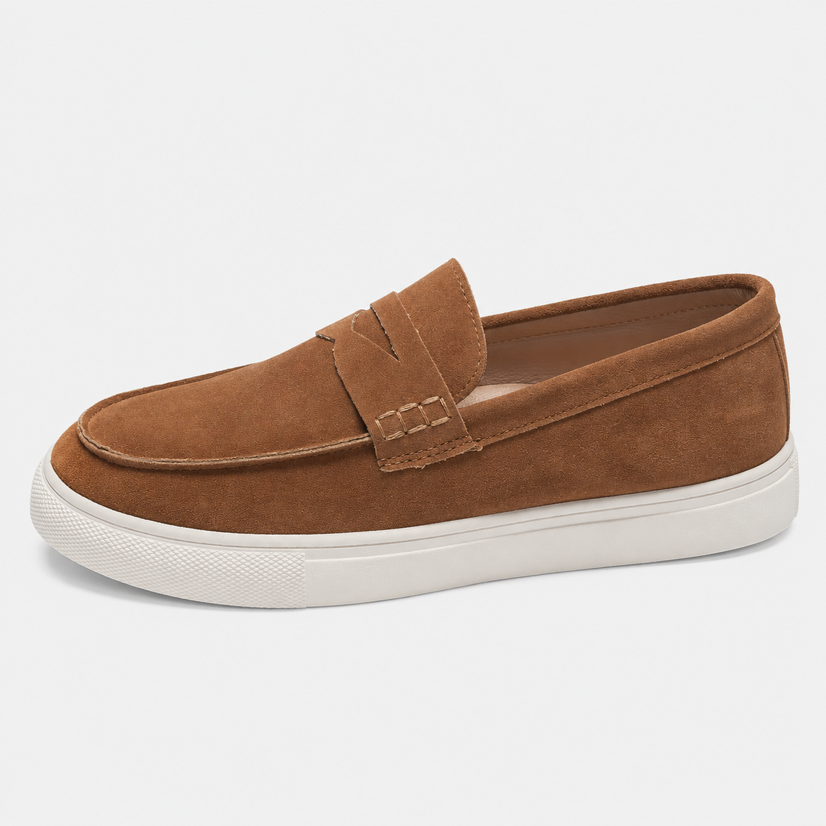 Mens Brown Suede Platform Loafers – Breathable Comfortable Casual Walking Shoes