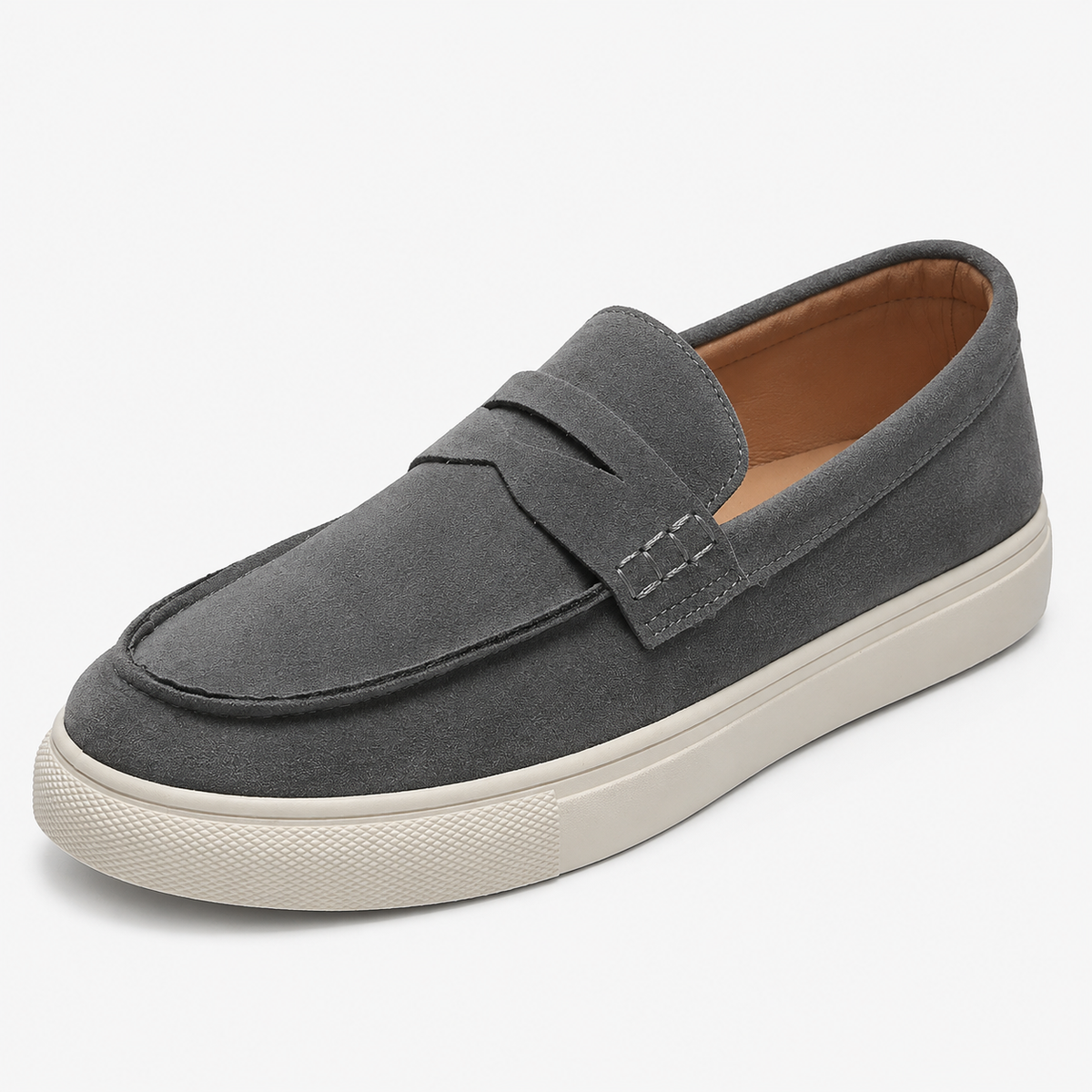 Mens Brown Suede Platform Loafers – Breathable Comfortable Casual Walking Shoes