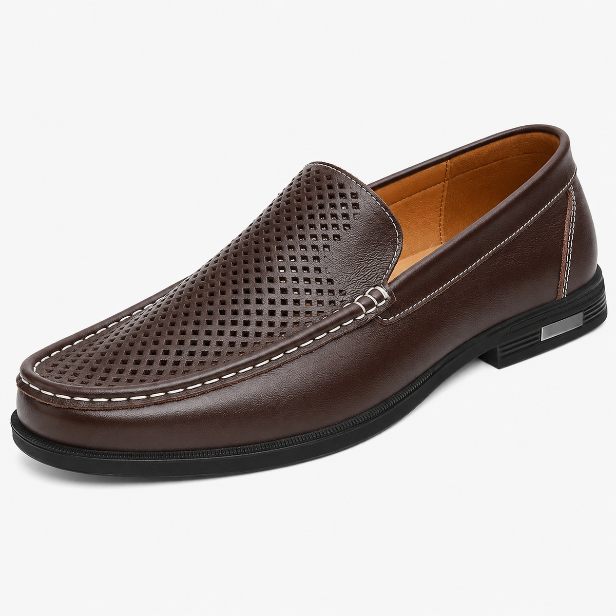 Mens Brown Genuine Leather Loafers – Formal Office Wedding Driving Casual Dress Shoes