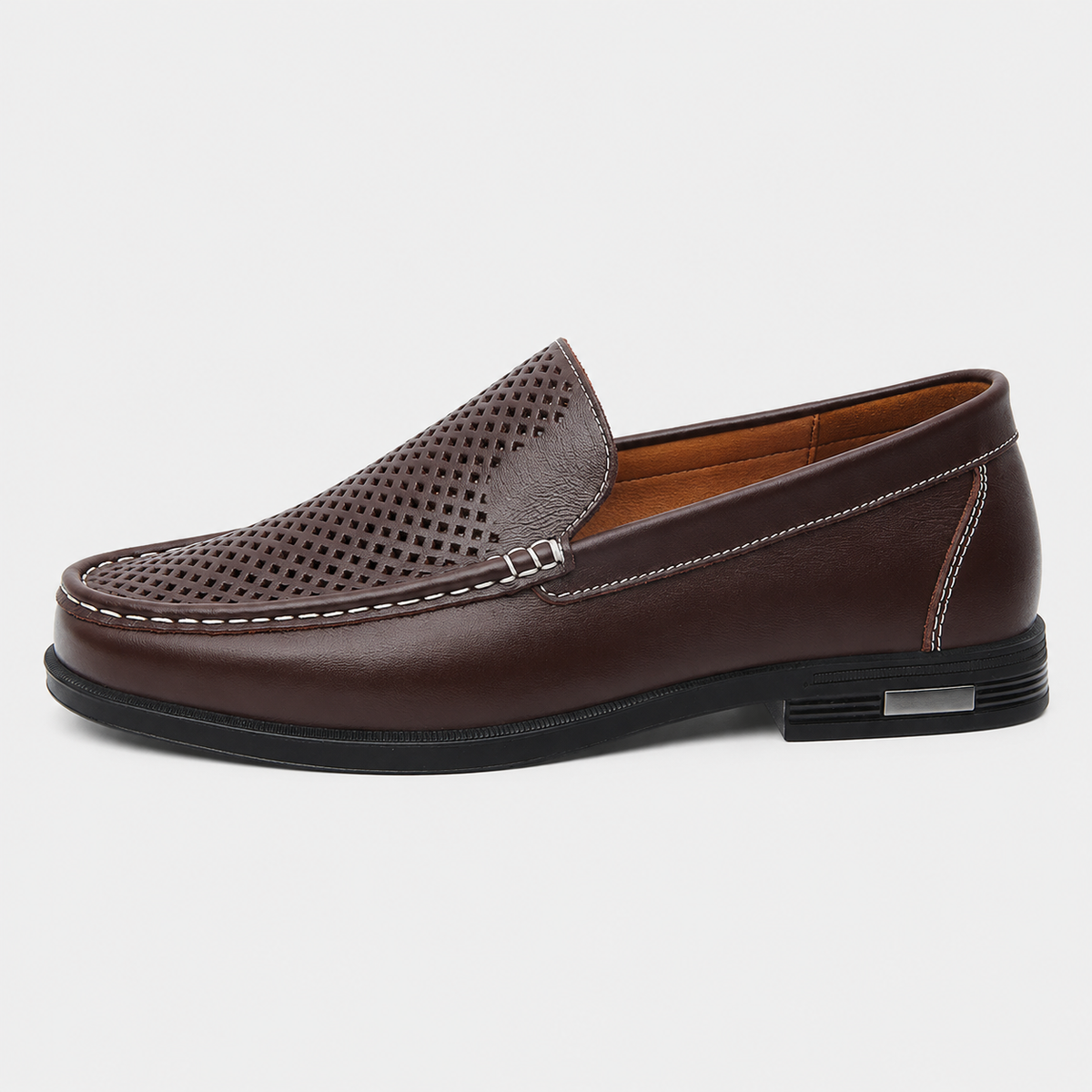 Mens Brown Genuine Leather Loafers – Formal Office Wedding Driving Casual Dress Shoes