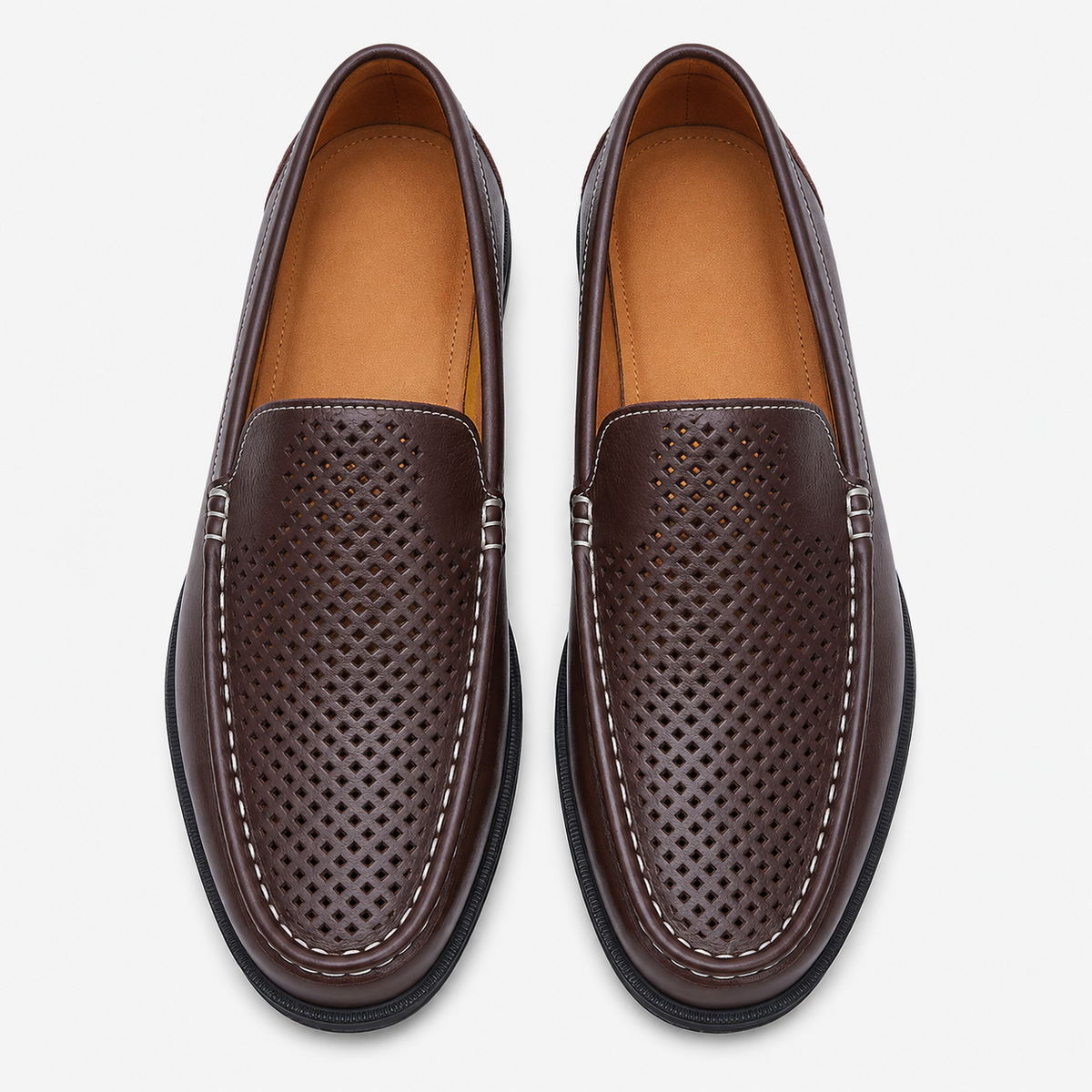 Mens Brown Genuine Leather Loafers – Formal Office Wedding Driving Casual Dress Shoes