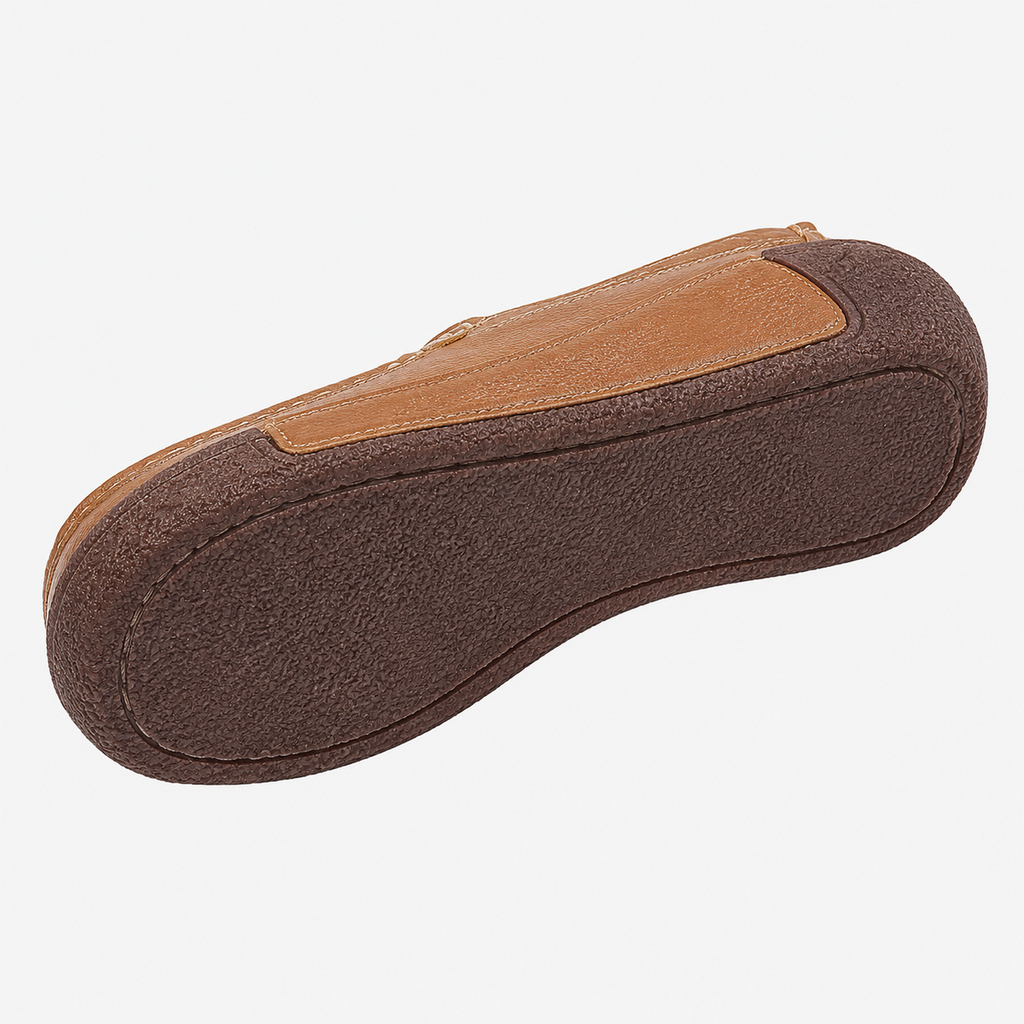 Womens Brown Genuine Leather Wedge Loafers – Round Toe Casual Slip-On Autumn Shoes