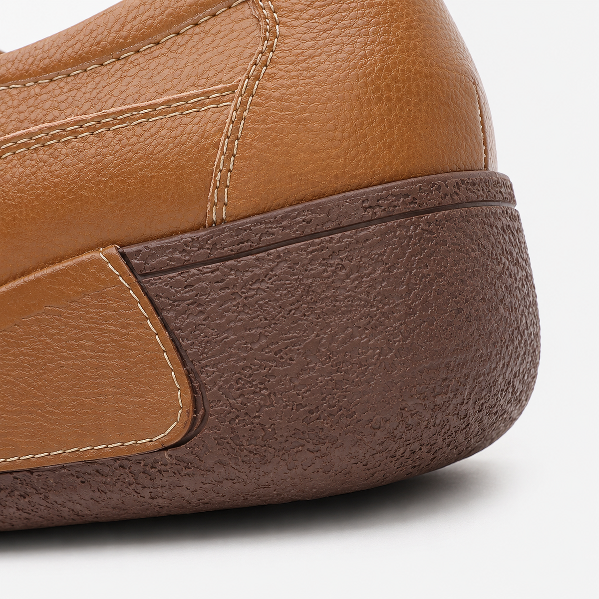 Womens Brown Genuine Leather Wedge Loafers – Round Toe Casual Slip-On Autumn Shoes