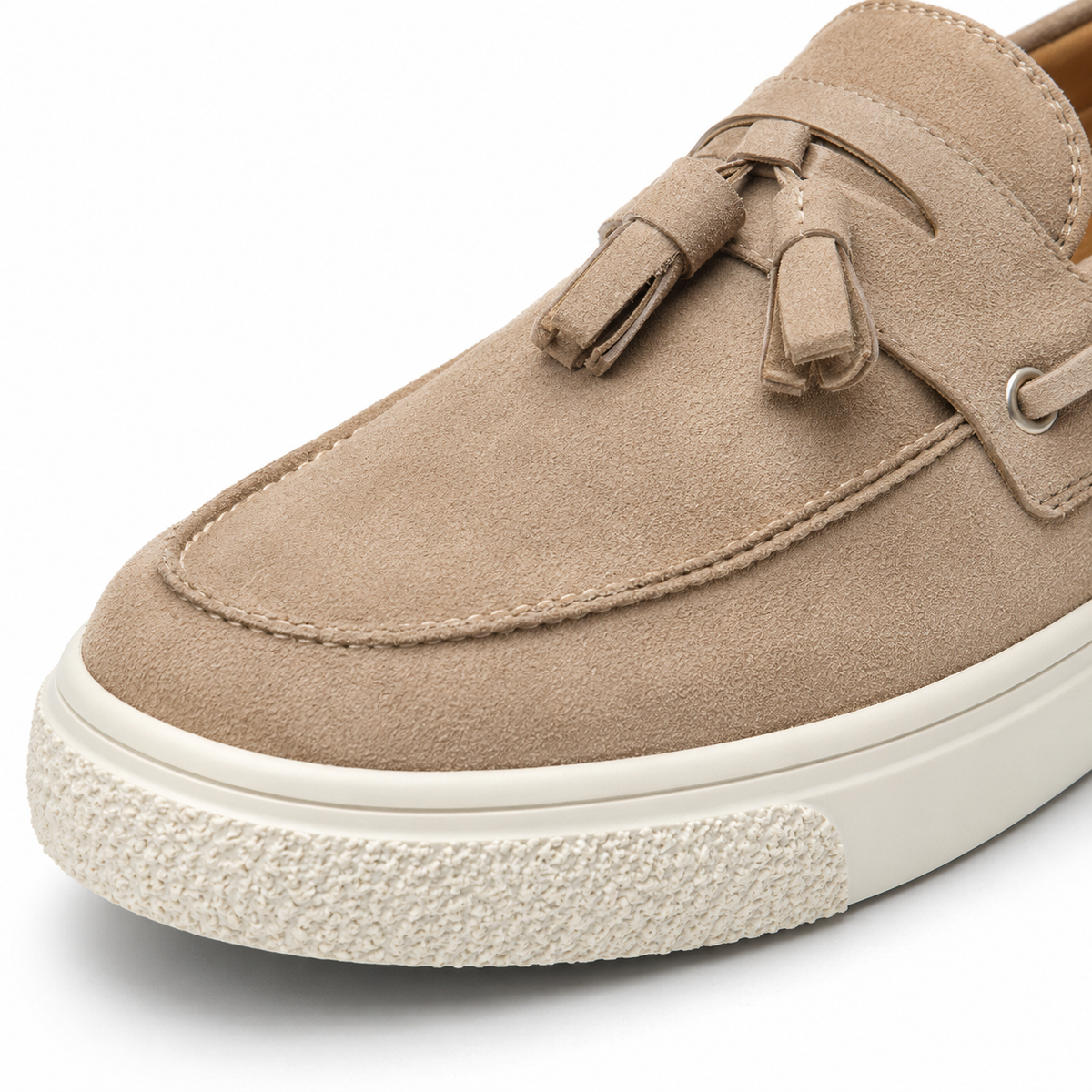 Mens Beige Suede Platform Loafers – Handmade Casual Driving Walking Moccasin Shoes
