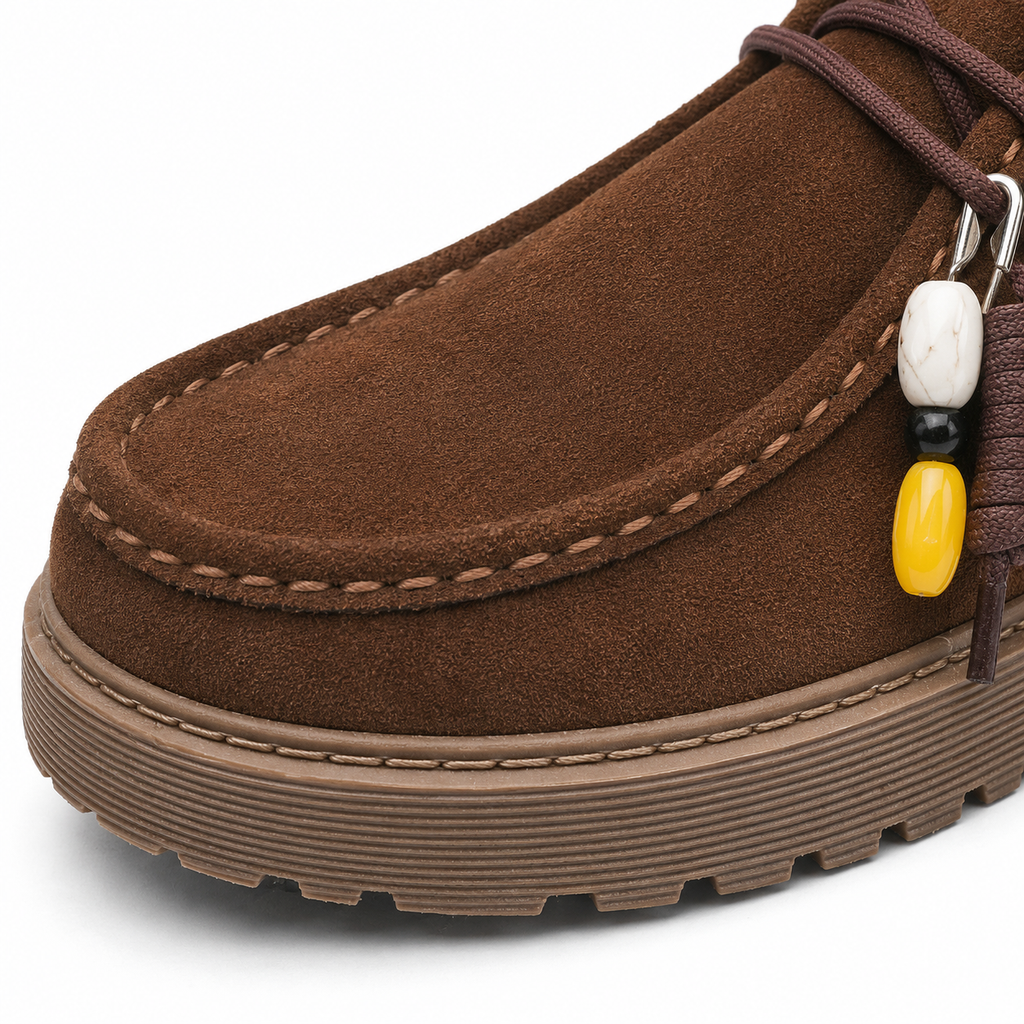 Mens Brown Suede Leather Platform Loafers – Designer Comfortable Casual Slip-On Shoes