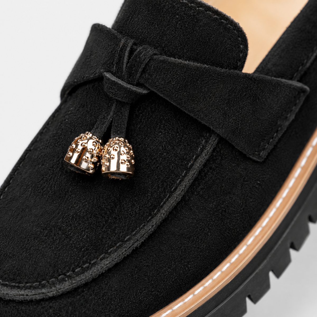 Womens Black Velvet Loafers – Metal Heel Round Toe Comfortable Casual Slip-On Shoes