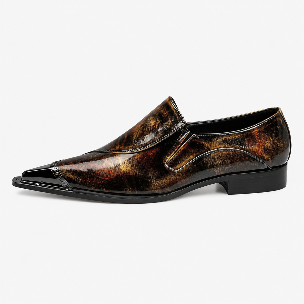 Mens Brown Patent Leather Loafers – Italian Style Slip-On Brown Formal Dress Shoes