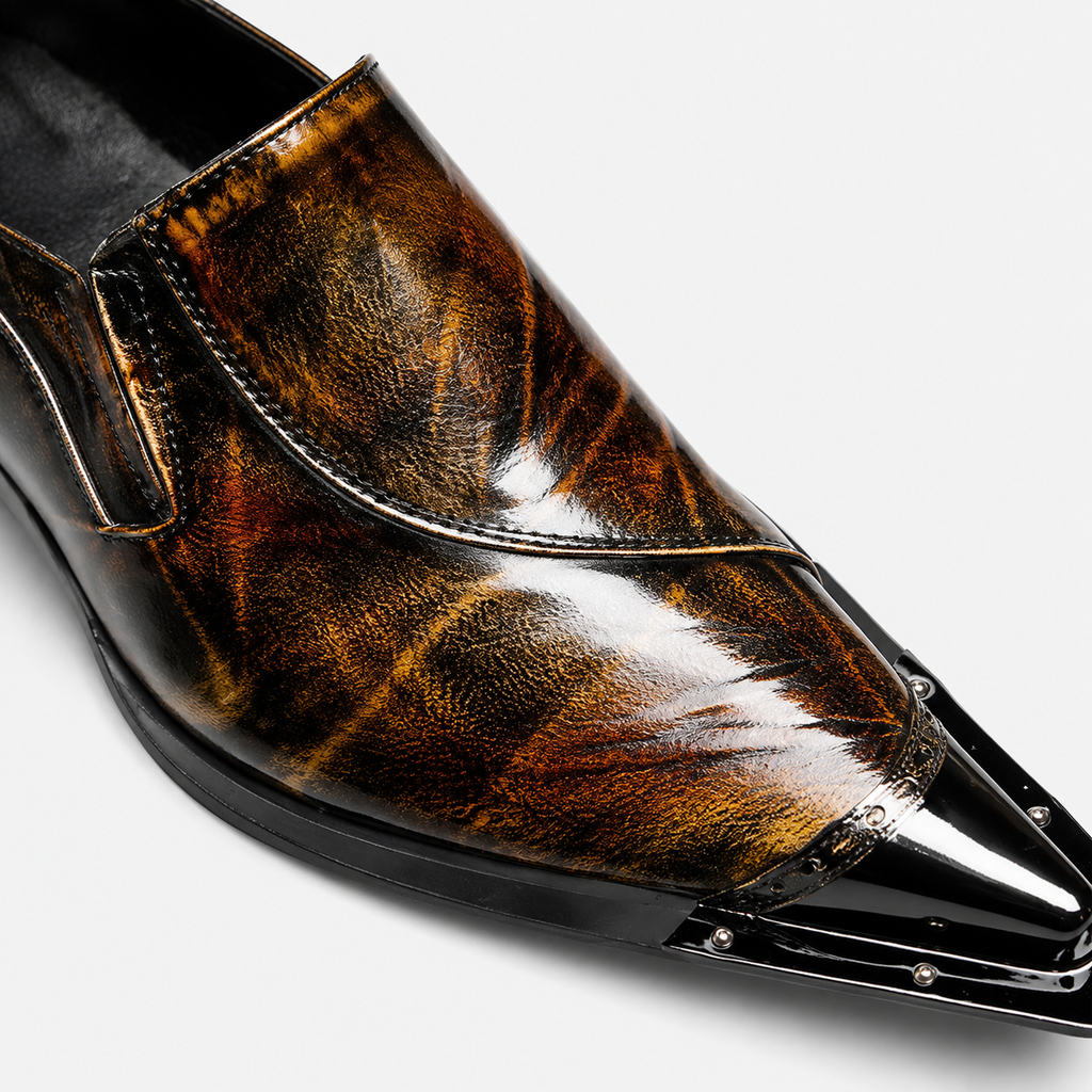 Mens Brown Patent Leather Loafers – Italian Style Slip-On Brown Formal Dress Shoes
