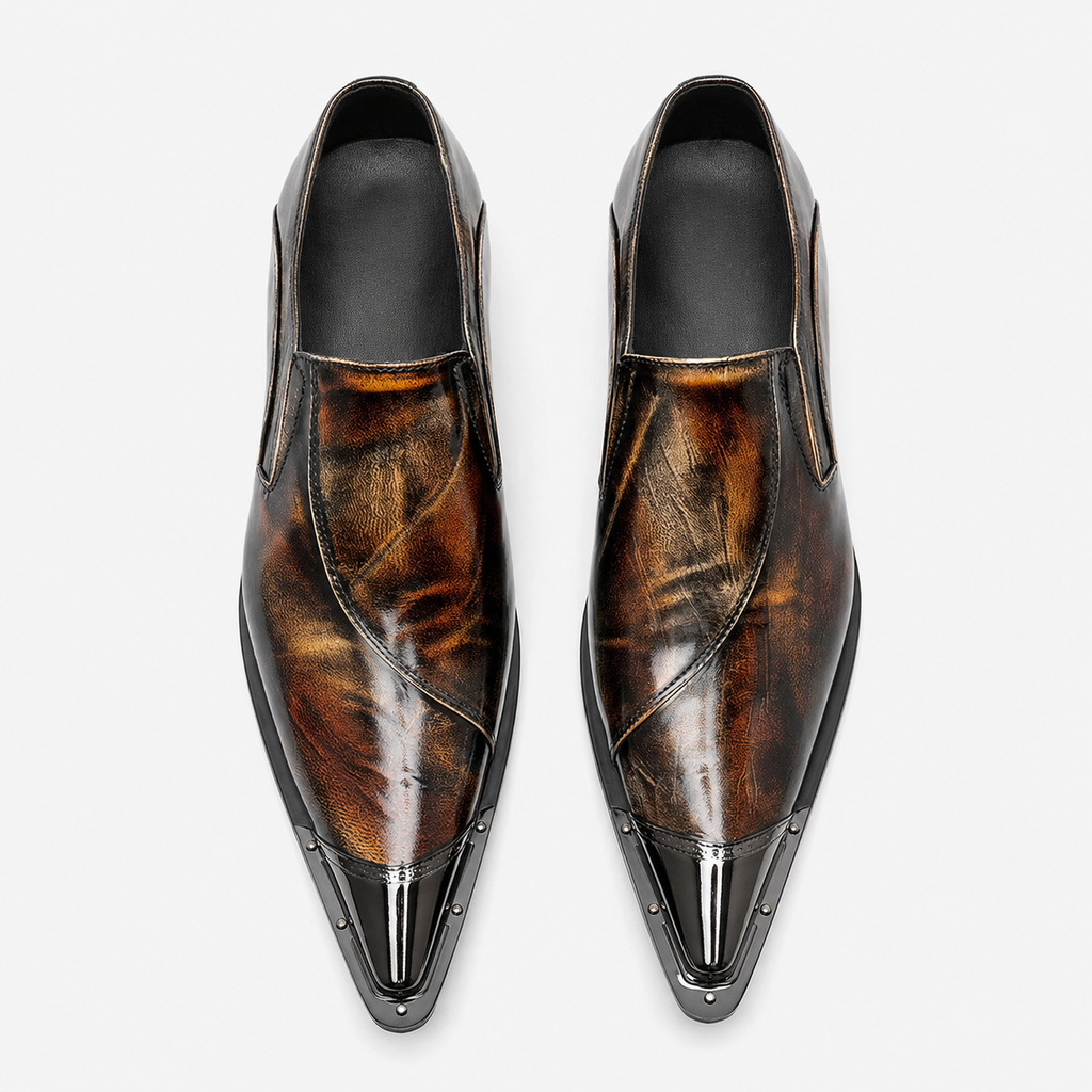 Mens Brown Patent Leather Loafers – Italian Style Slip-On Brown Formal Dress Shoes
