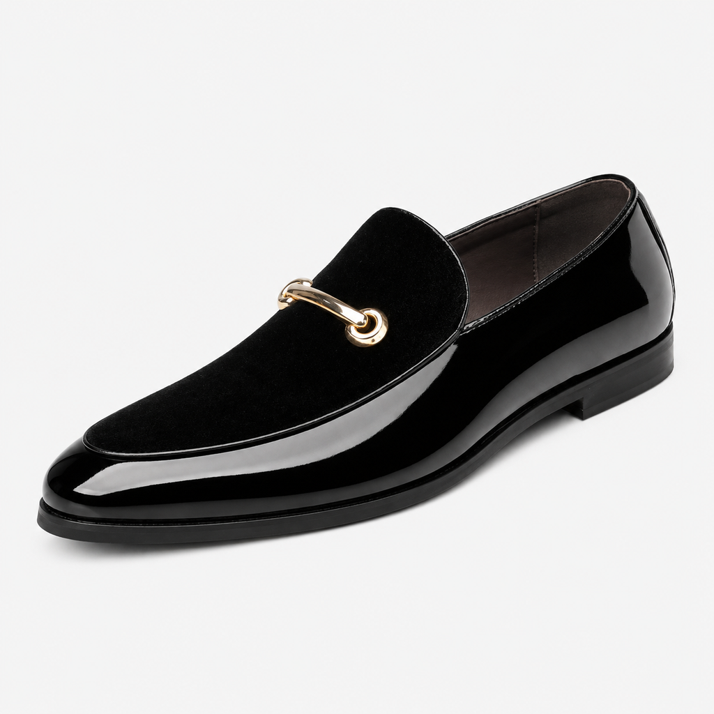 Mens Black Patent Leather Loafers – Business Casual Slip-On Dress Shoes Big Size