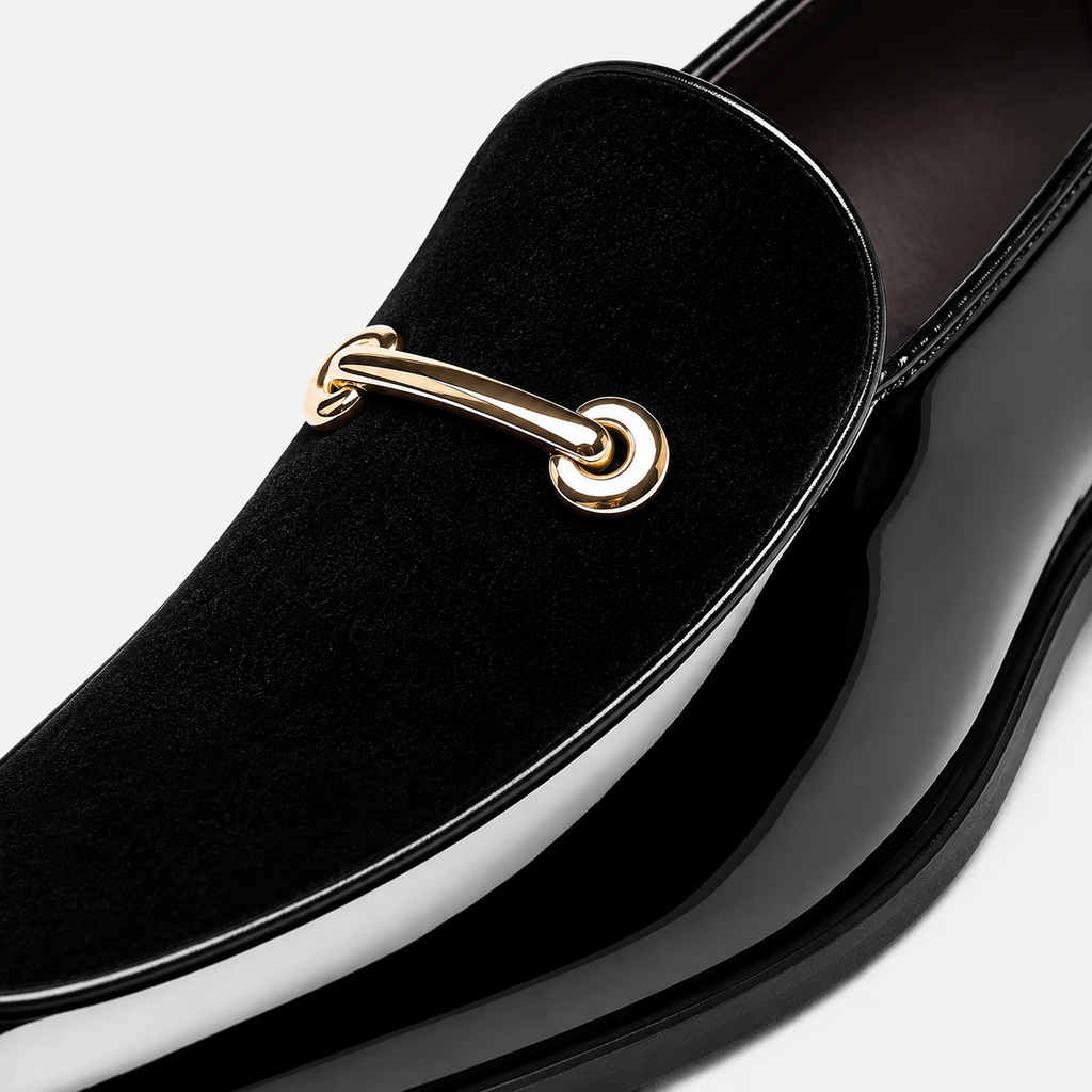 Mens Black Patent Leather Loafers – Business Casual Slip-On Dress Shoes Big Size
