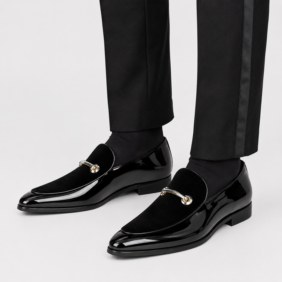 Mens Black Patent Leather Loafers – Business Casual Slip-On Dress Shoes Big Size