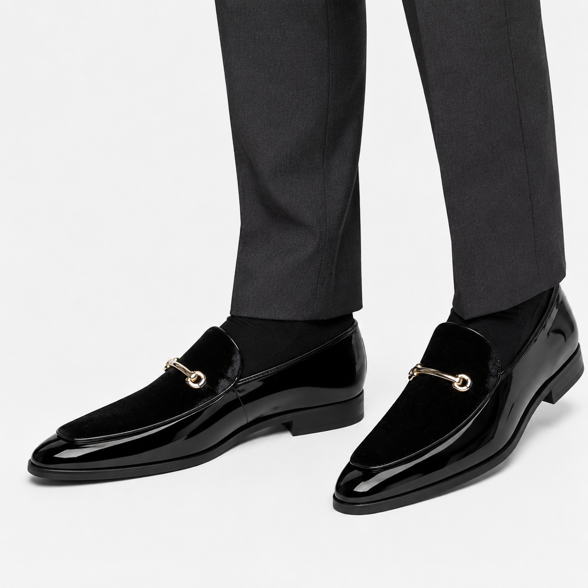 Mens Black Patent Leather Loafers – Business Casual Slip-On Dress Shoes Big Size