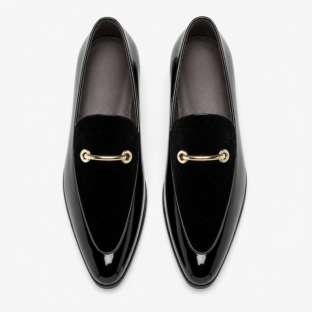 Mens Black Patent Leather Loafers – Business Casual Slip-On Dress Shoes Big Size