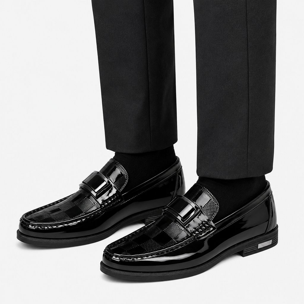 Mens Black Patent Leather Loafers – Gentleman Formal Casual Slip-On Big Size Shoes
