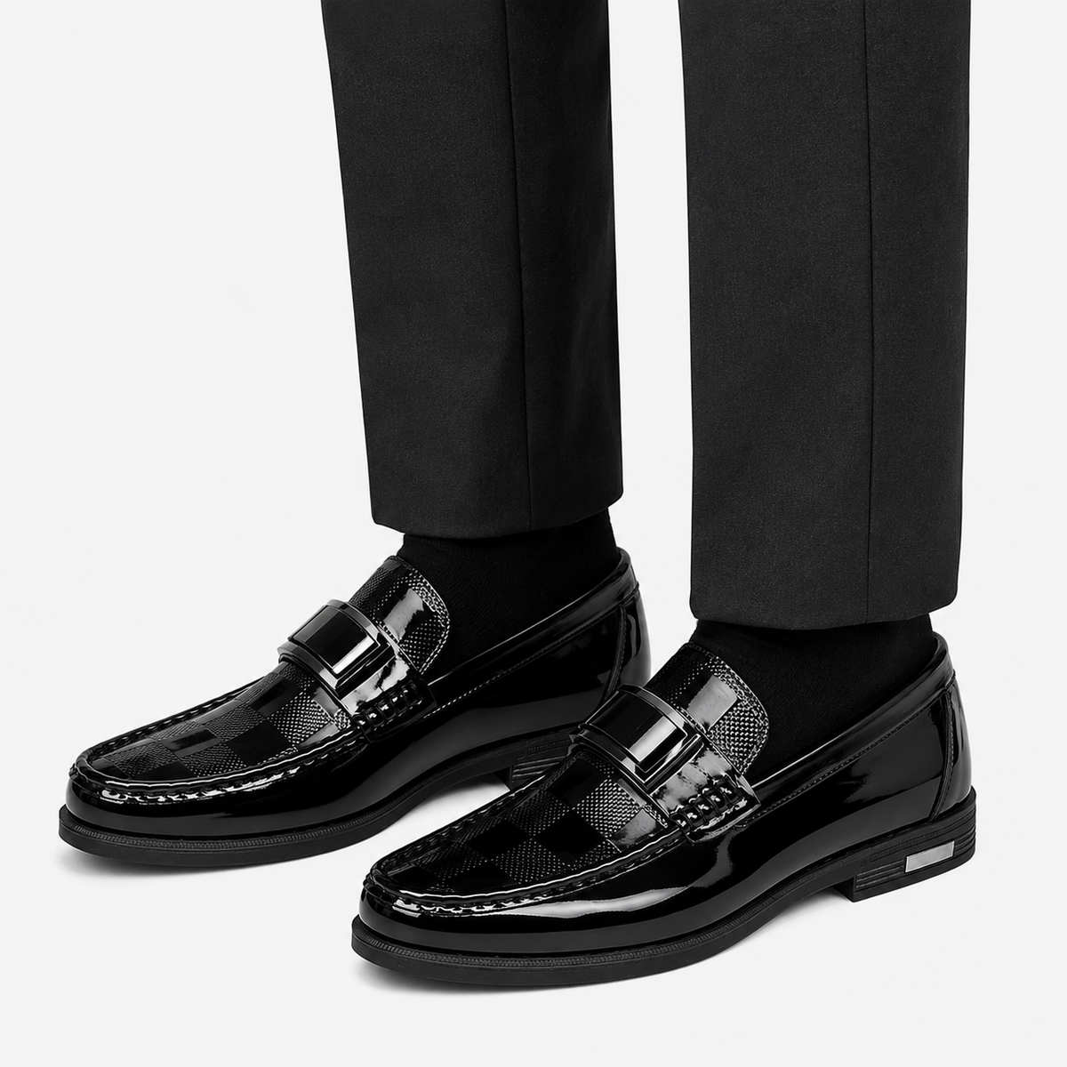 Mens Black Patent Leather Loafers – Gentleman Formal Casual Slip-On Big Size Shoes