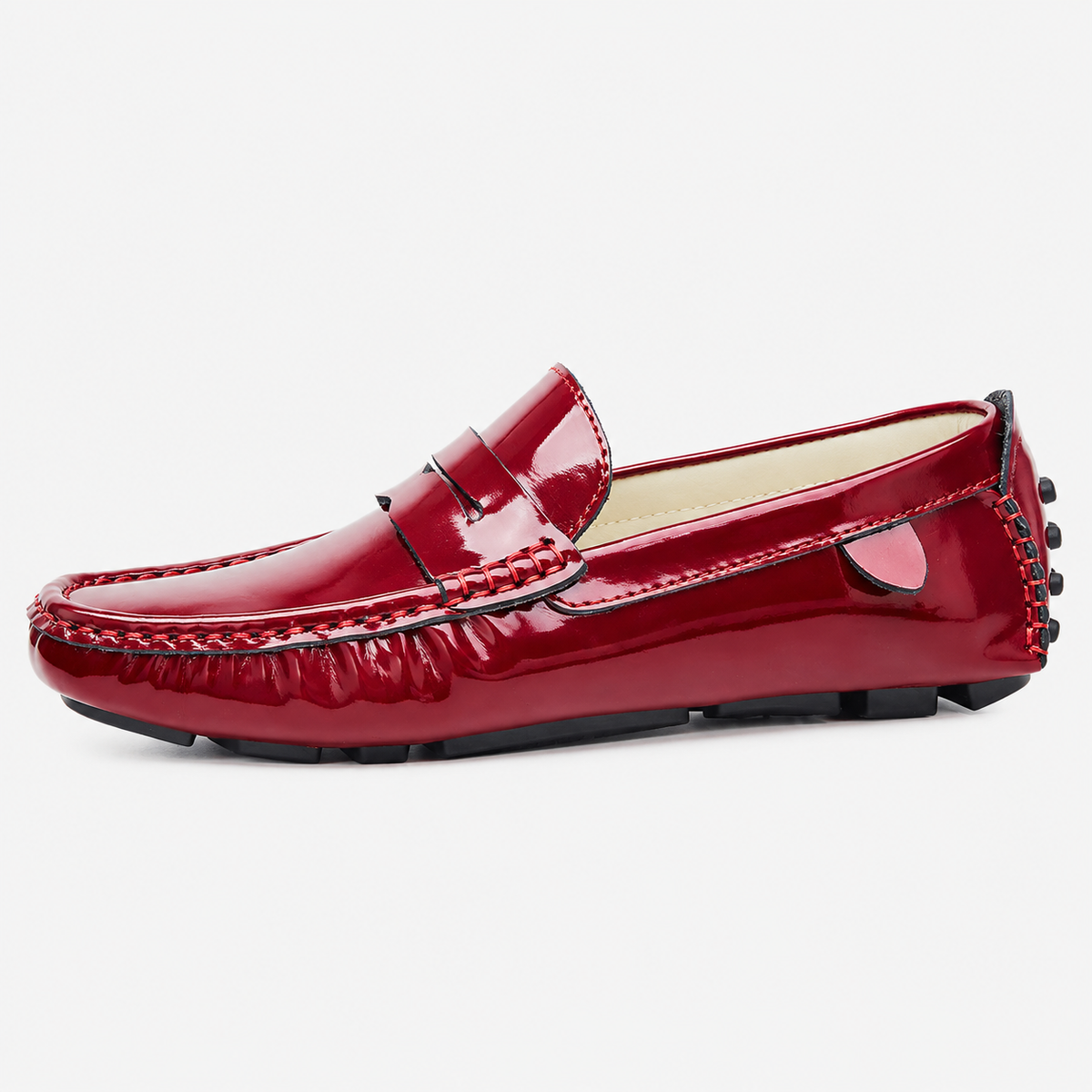 Mens Red Patent Leather Loafers – Glossy Luxury Office Dress Shoes
