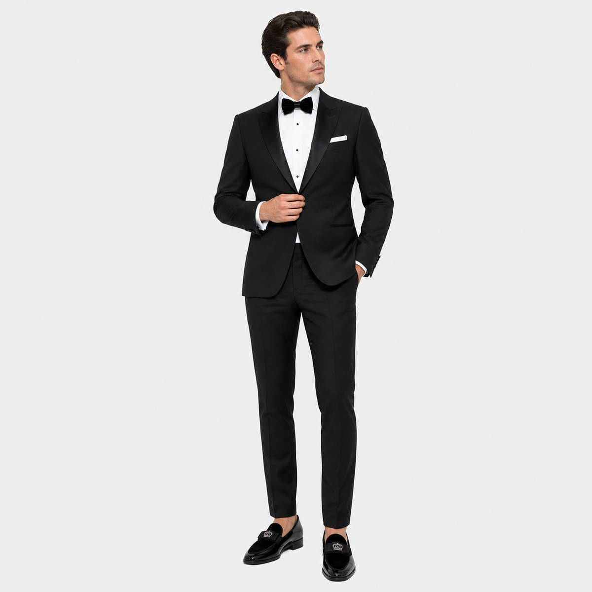 Mens Black Patent Leather Loafers – Handcrafted Crown Embroidery British Style Bow Tie Shoes