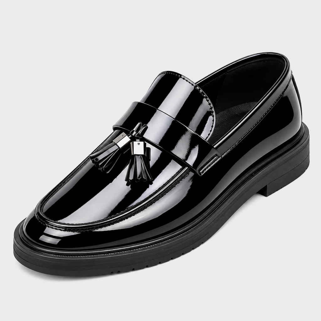 Mens Patent Leather Loafers – Black Business Office Party Wedding Casual Shoes