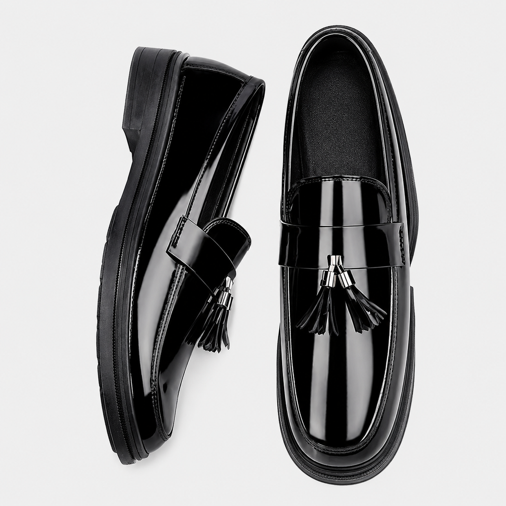Mens Patent Leather Loafers – Black Business Office Party Wedding Casual Shoes