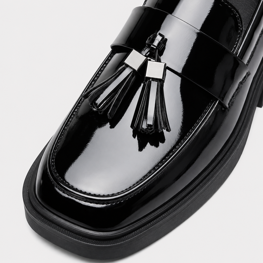 Mens Patent Leather Loafers – Black Business Office Party Wedding Casual Shoes