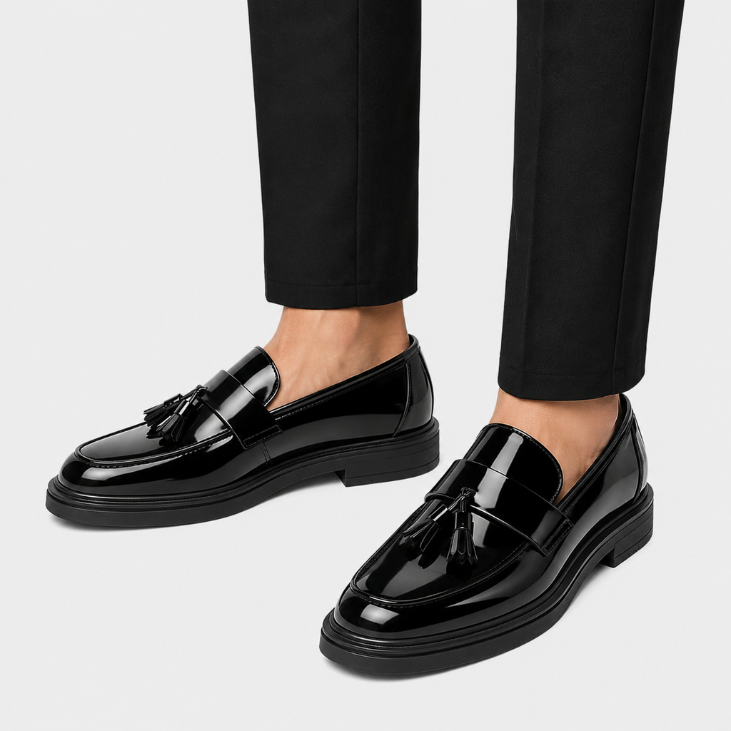 Mens Patent Leather Loafers – Black Business Office Party Wedding Casual Shoes