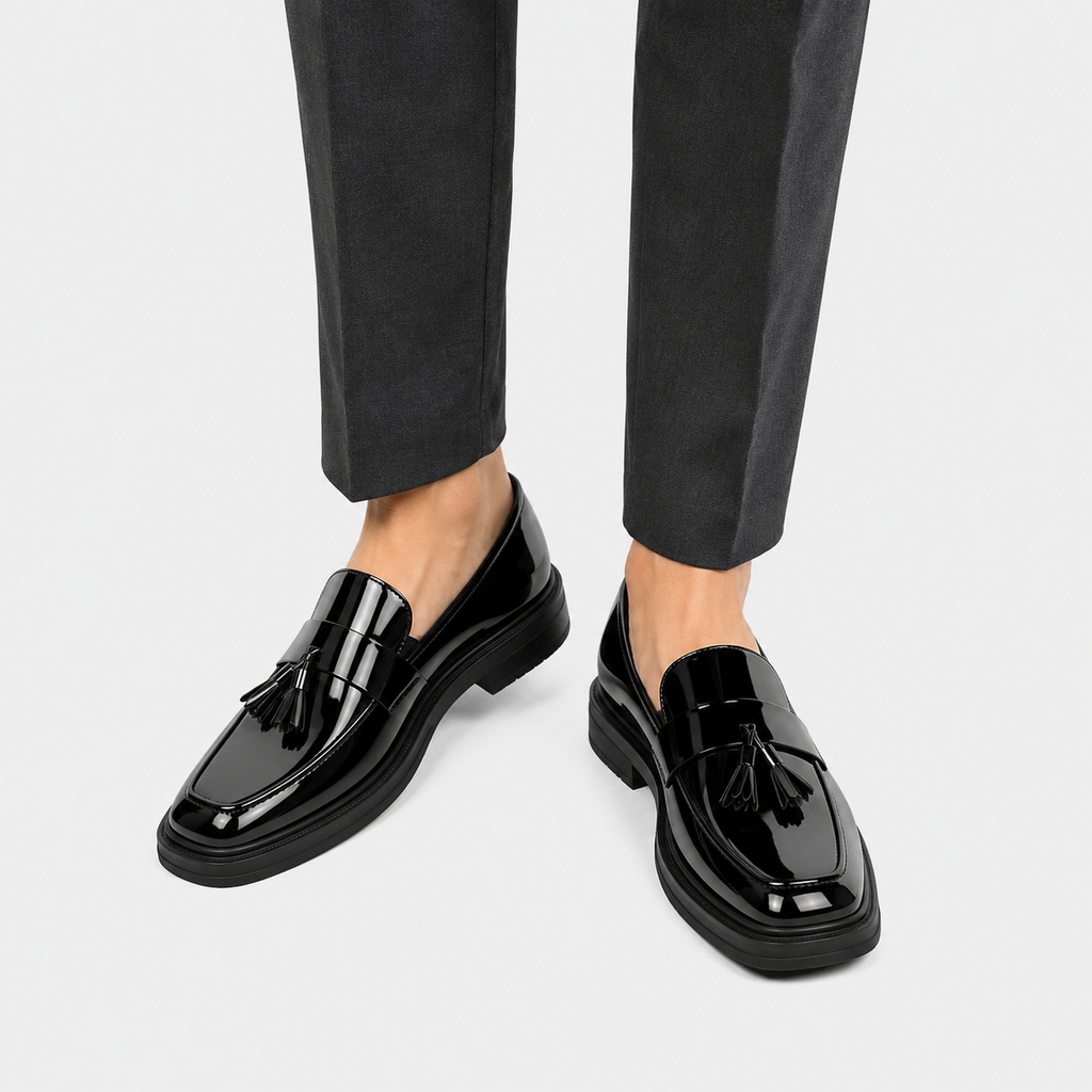 Mens Patent Leather Loafers – Black Business Office Party Wedding Casual Shoes