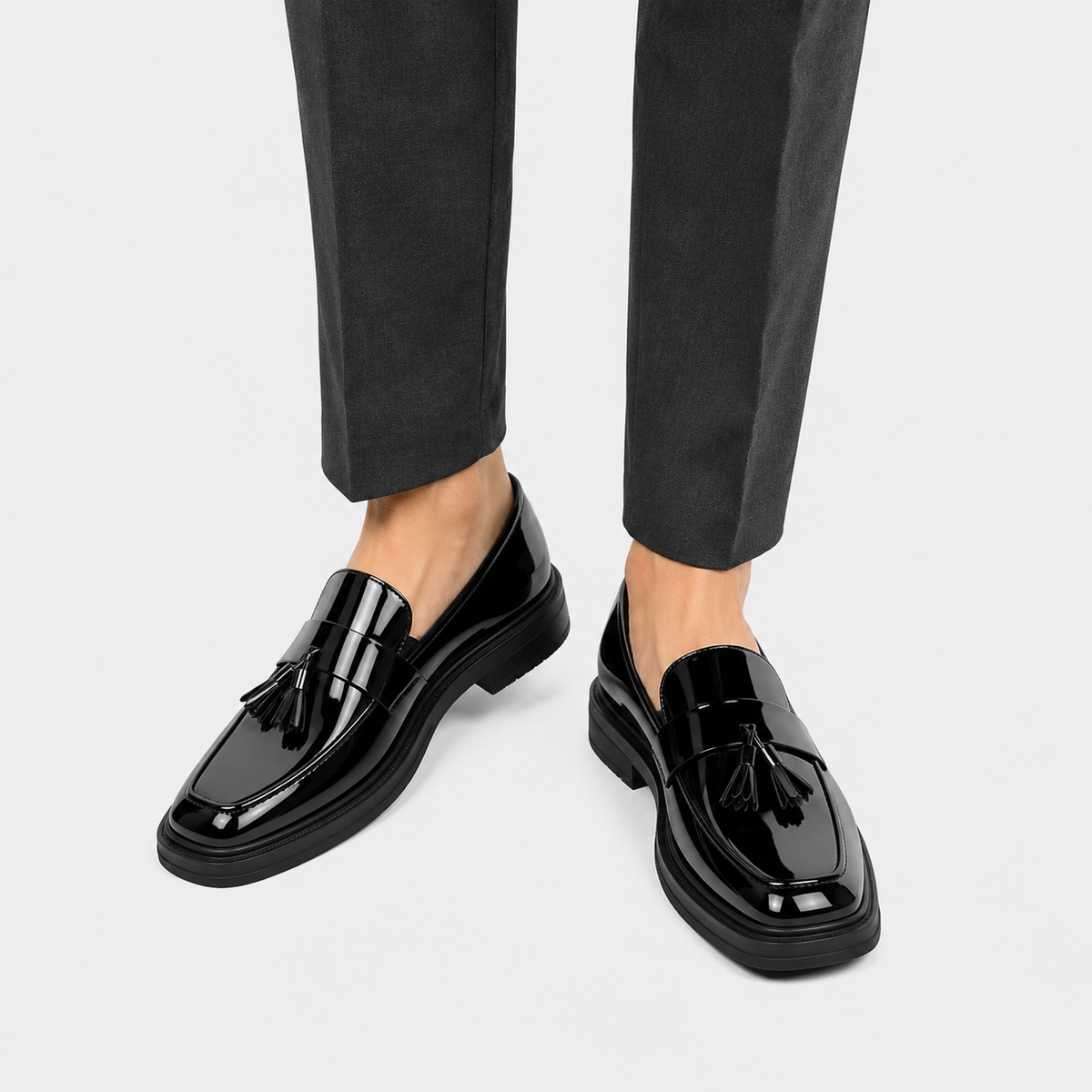 Mens Patent Leather Loafers – Black Business Office Party Wedding Casual Shoes