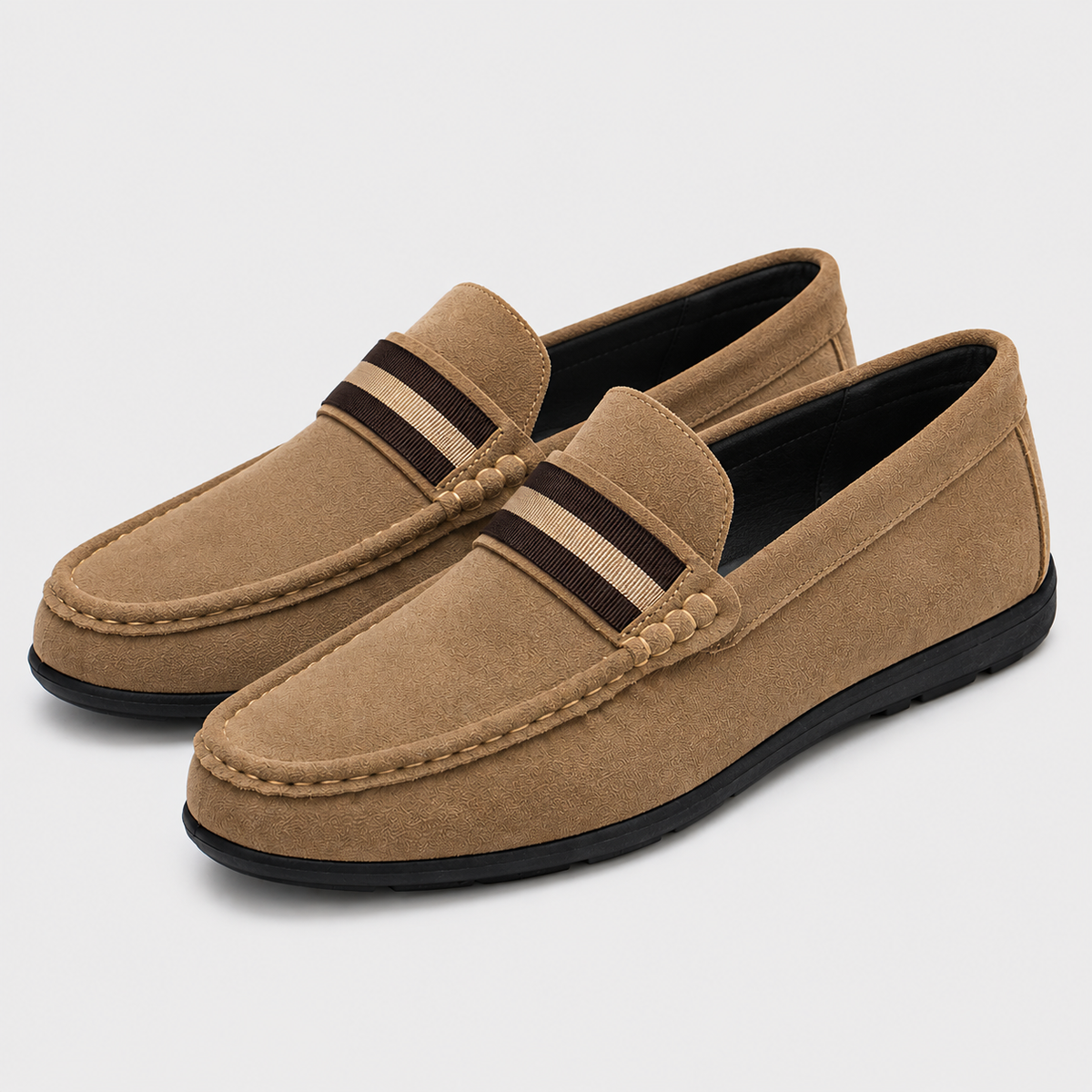 Mens Brown Suede Loafers – High Quality Casual Flat Walking Moccasin Shoes