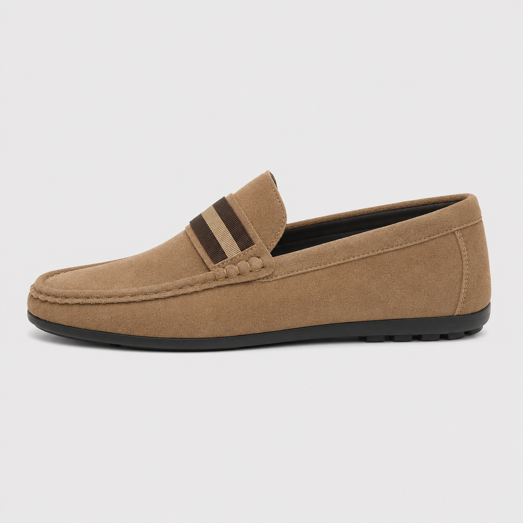 Mens Brown Suede Loafers – High Quality Casual Flat Walking Moccasin Shoes