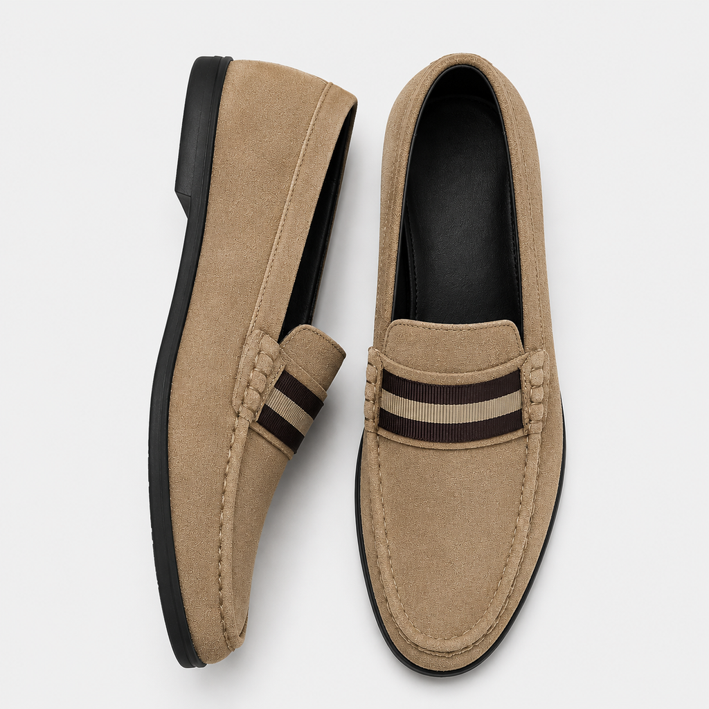 Mens Brown Suede Loafers – High Quality Casual Flat Walking Moccasin Shoes