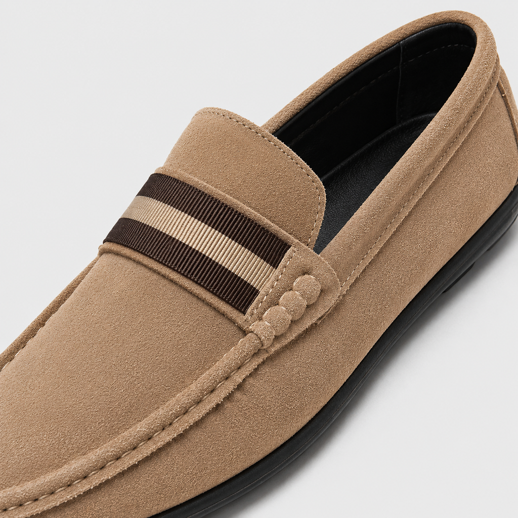 Mens Brown Suede Loafers – High Quality Casual Flat Walking Moccasin Shoes