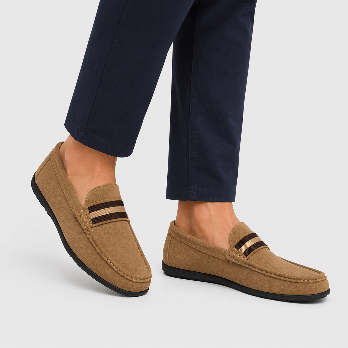 Mens Brown Suede Loafers – High Quality Casual Flat Walking Moccasin Shoes