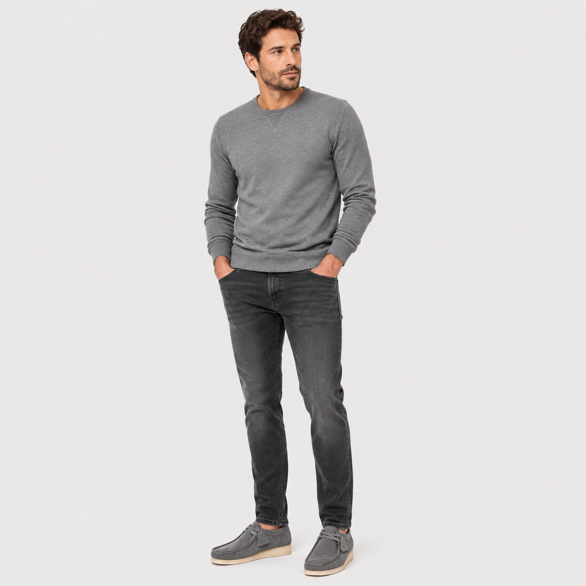 Mens Grey Suede Loafers – Lightweight Comfortable Casual Slip-On Shoes