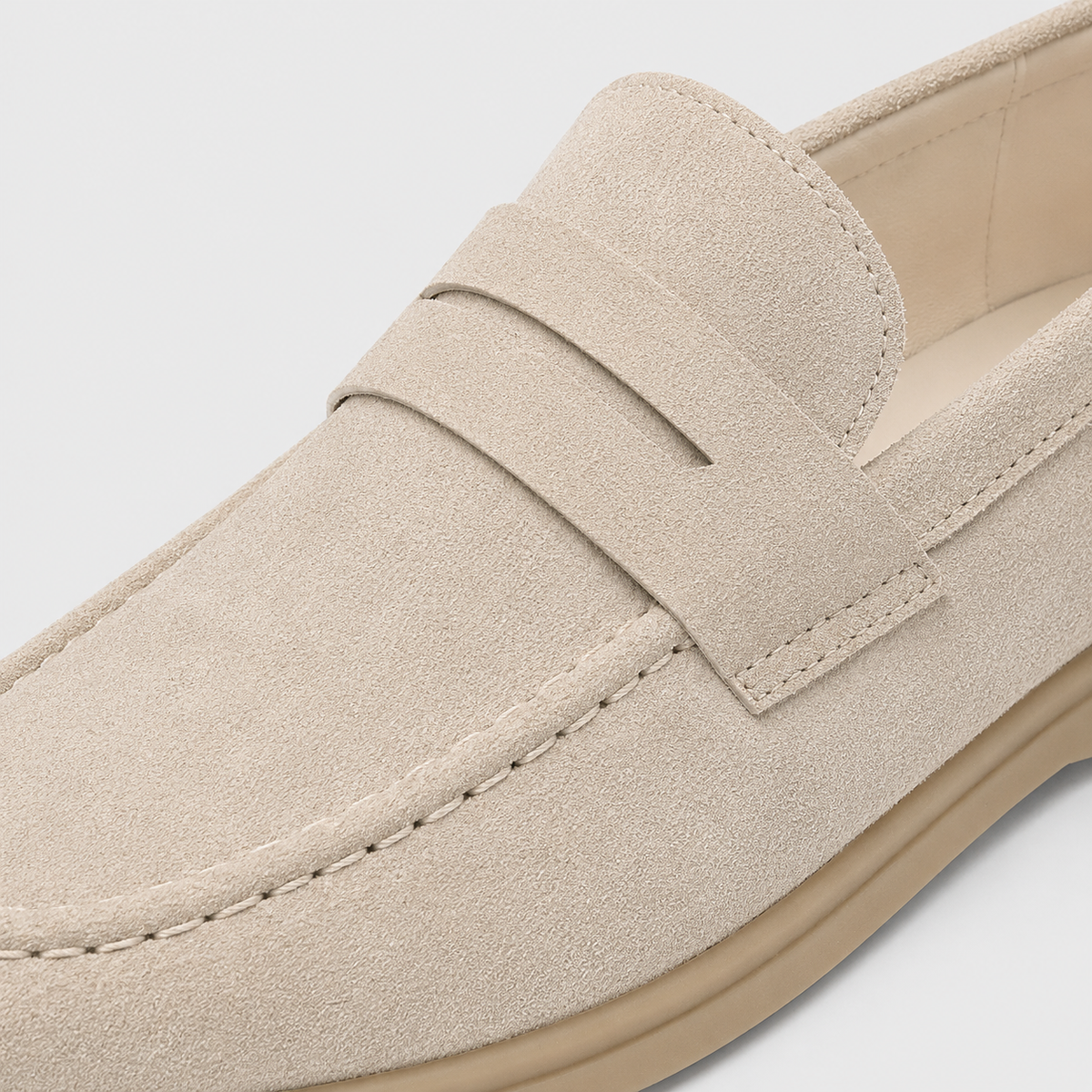 Mens Beige Genuine Leather Suede Loafers – Luxury Soft Casual Driving Slip-On Shoes