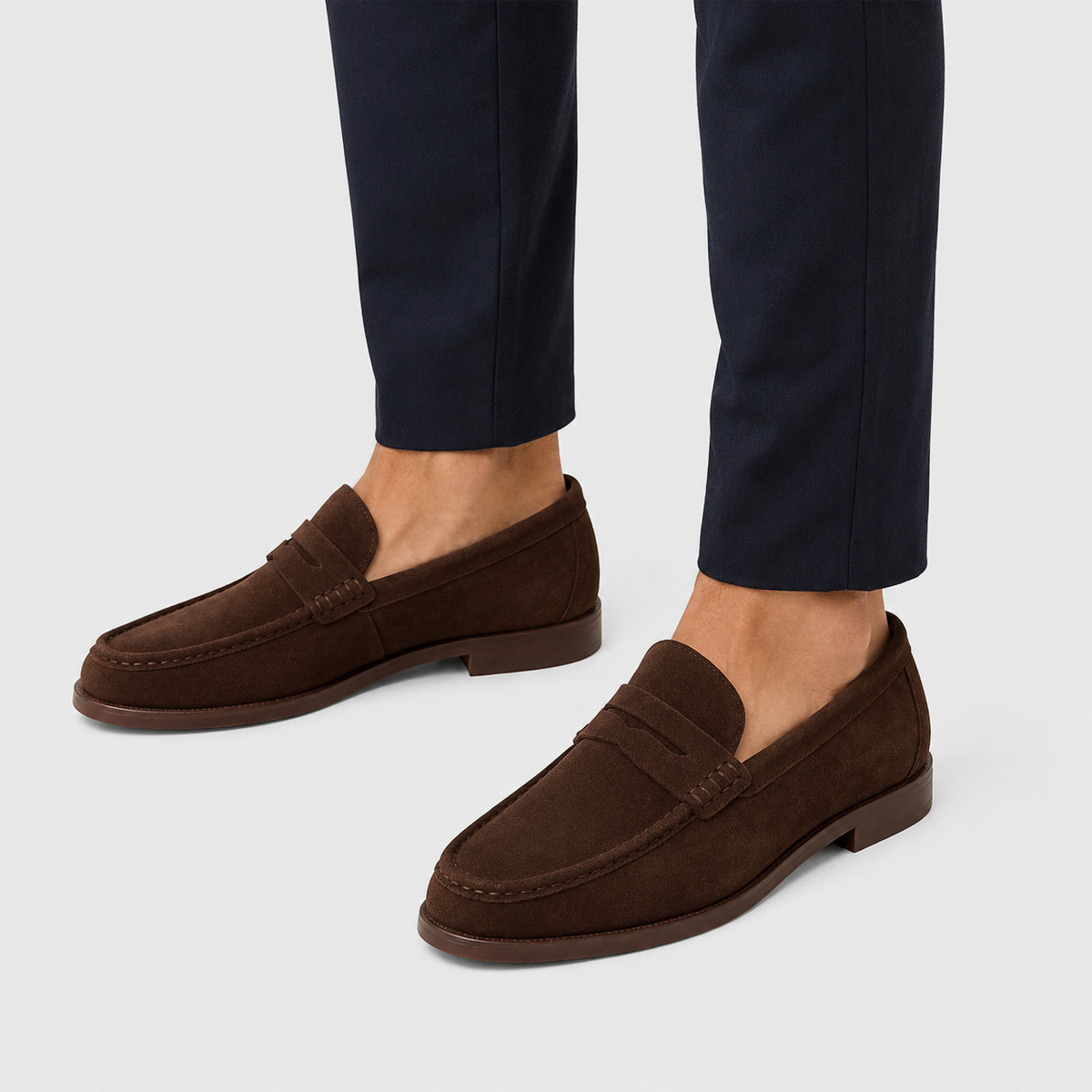 Mens Brown Cow Suede Genuine Leather Loafers – British Style Casual Walking Driving Shoes