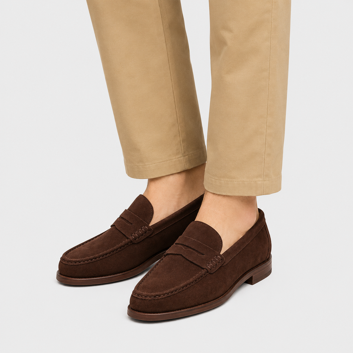 Mens Brown Cow Suede Genuine Leather Loafers – British Style Casual Walking Driving Shoes