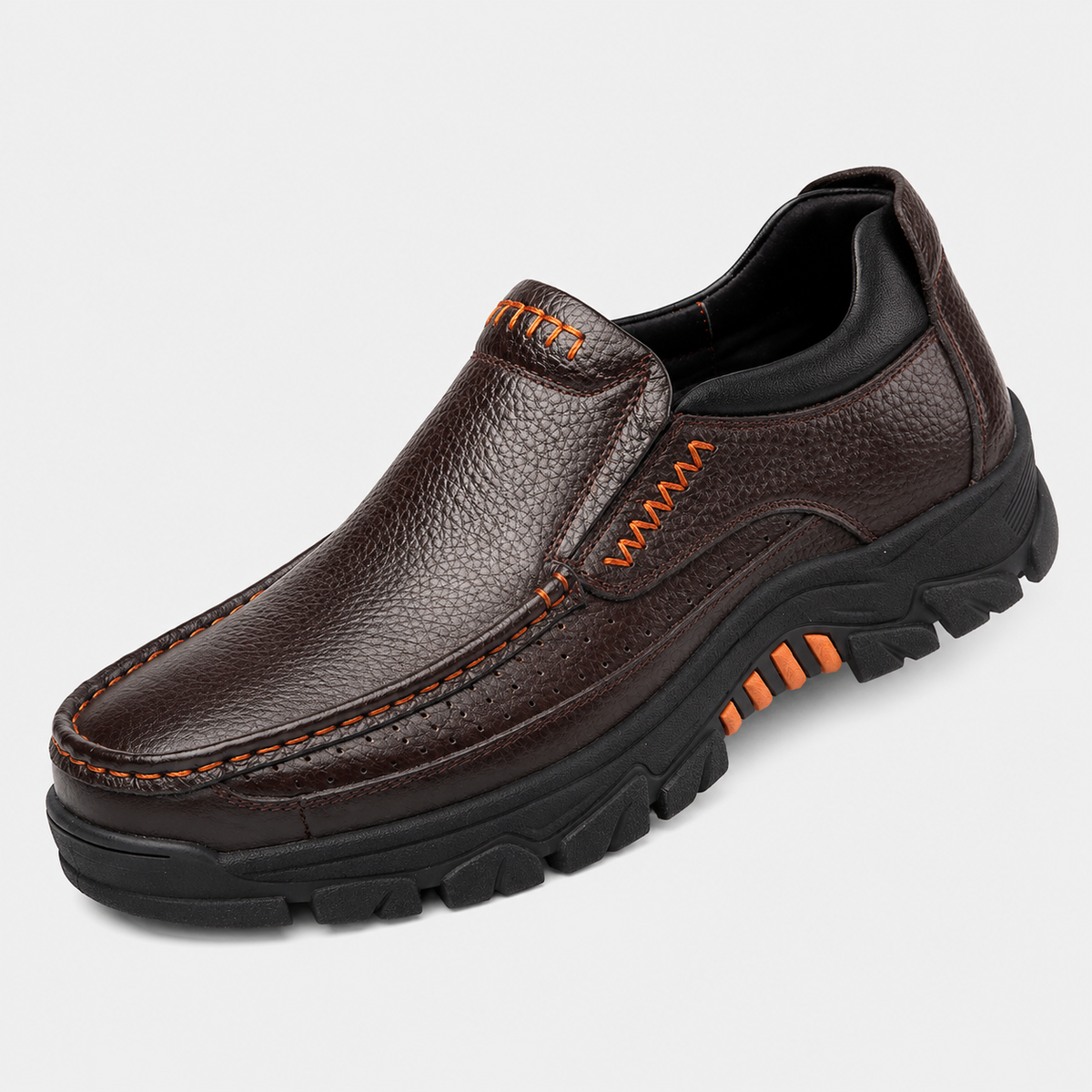 Mens Genuine Cowhide Leather Loafers – Soft Casual Black Brown Slip-On Shoes
