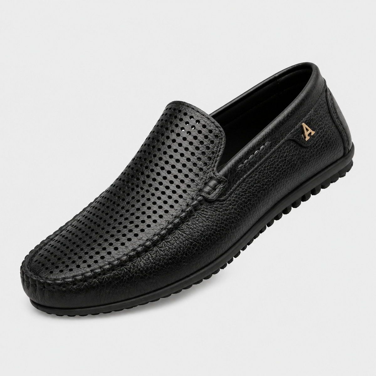 Mens Black Genuine Leather Loafers – Luxury Business Formal Casual Driving Slip-On Shoes
